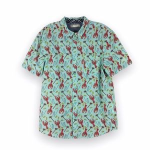 Mens Novelty Lobster Print Short Sleeve Button Down Shirt Size S Small‎ Vacation